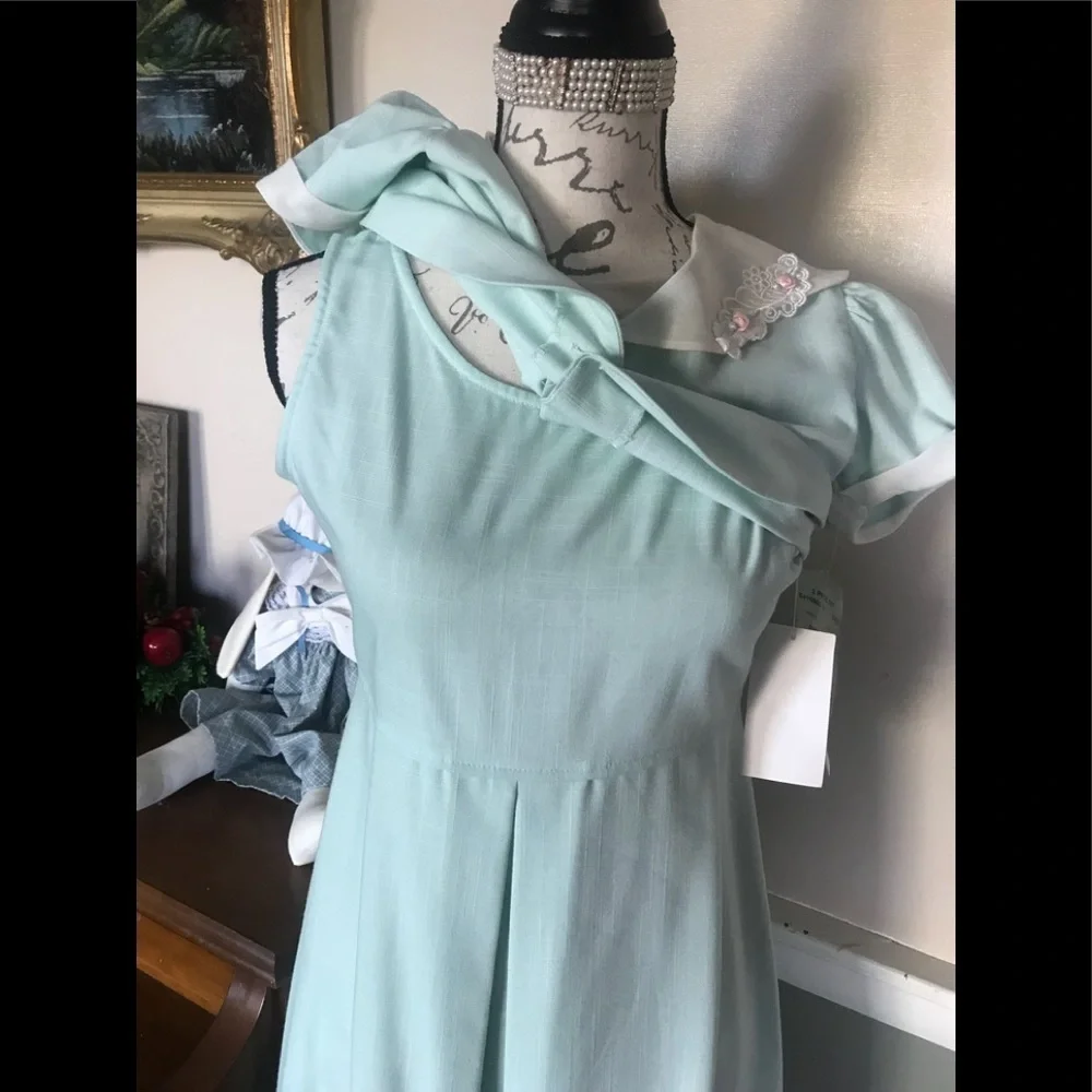 Rare Vintage Sage  2-piece Swiss Rose Collar Dress NWT